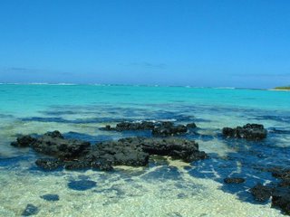 Black rocks at Blue Bay Beach - Mauritius