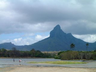 View of the peak at Tamarin Bay Beach, Baie du Tamarin, Mauritius