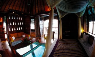 Inside Le Meridian Bora Bora bungalow