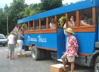 Best Beaches of Bora Bora - Touring bus on Bora Bora