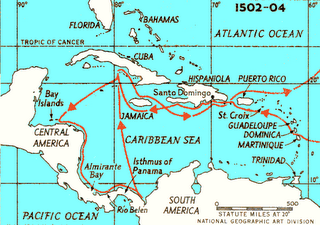 Columbus fourth and final voyage near Grand Cayman