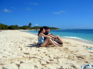 Sitting on Isla Palominos Beach, Fajardo, Puerto Rico