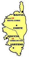 Map of Corsica, France