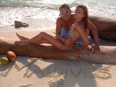 Enjoying a day at the beach in the Maldives