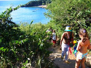 Path to Praia da Azeda, Azeda Beach, Buzios, Brazil, with Azedinha Beach in the background.