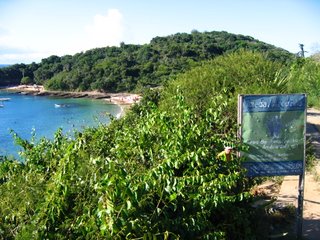 Ecological preserve sign just before the steps at Praia da Azeda, Azeda Beach, Buzios, Brazil