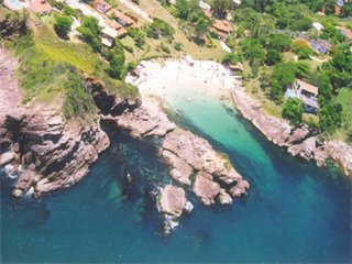 Praia Ferradurinha - Ferradurinha Beach, Búzios, from the air.