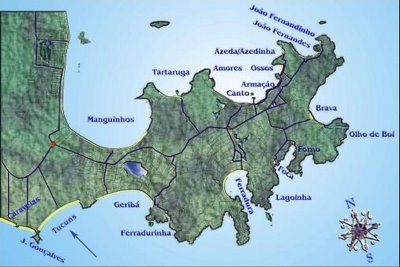 Map of Praia de Tucuns - Tucuns Beach Buzios