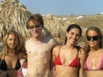 Girls at beach in Mykonos