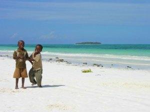 Boys playing on Matemwe Beach, Zanzibar