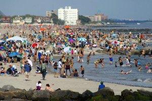 Crowds at Coney Island Beach