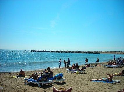at the beach in barcelona