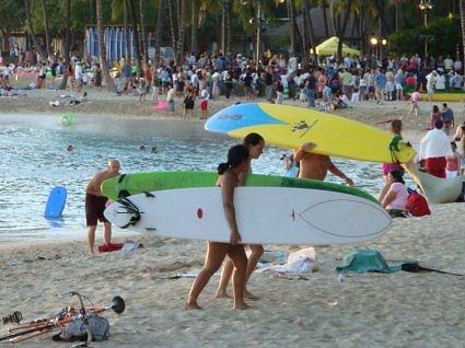 Surfing on Sunset Beach, Hawaii