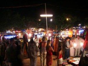 Baga Beach at night - Market - Goa, India
