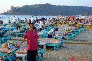 Chairs on Baga Beach, Goa, India