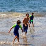 Playing on Santa Cruz beach, California