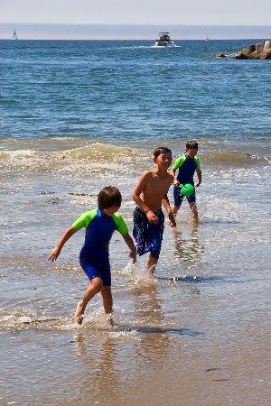 Playing on Santa Cruz beach, California