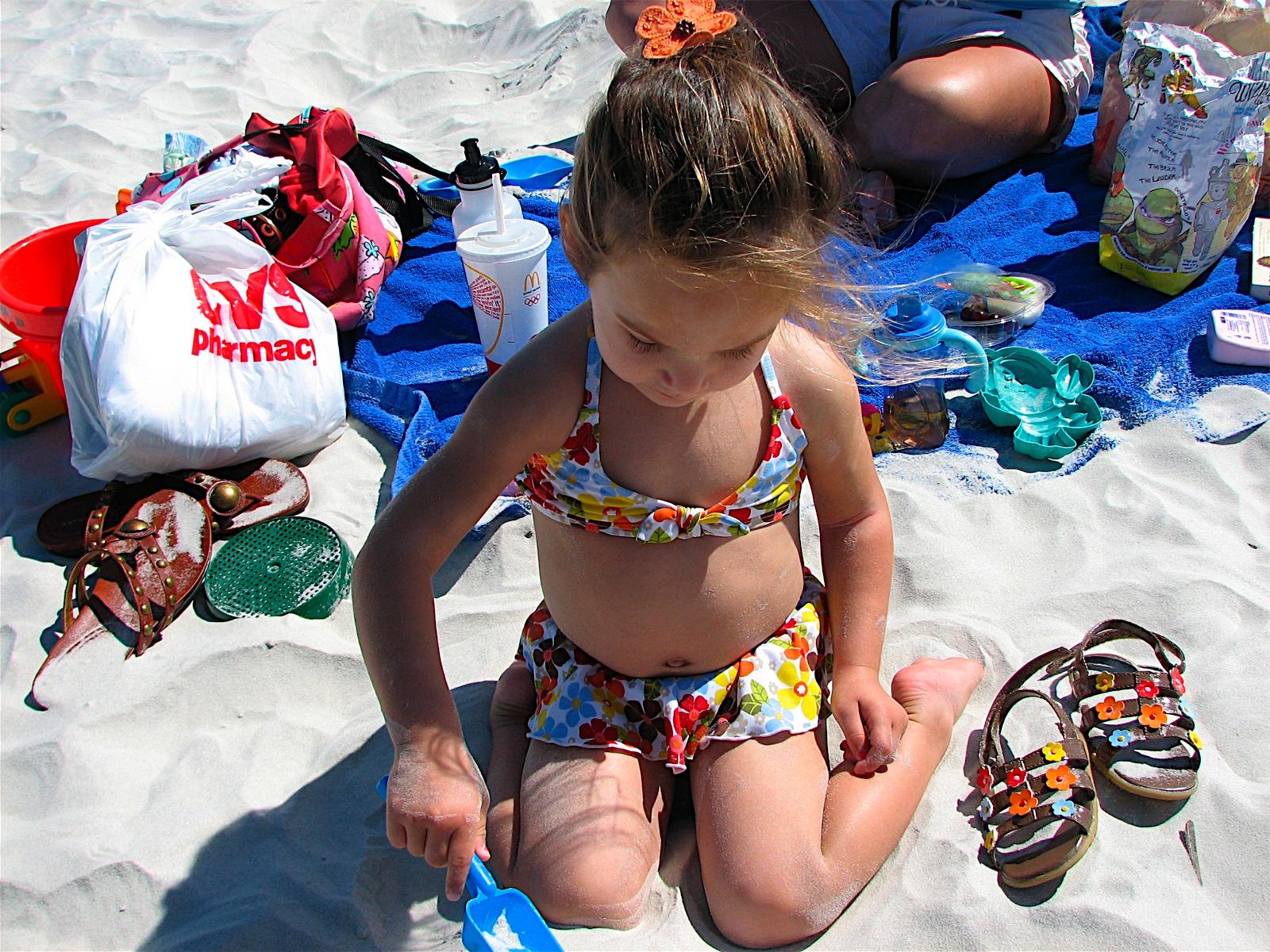 Playing in sand at Amelia Island State Park beach