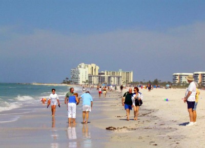 People strolling along St. Pete Beach, Florida