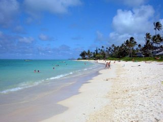 Long, white Lanikai Beach, Oahu, Hawaii