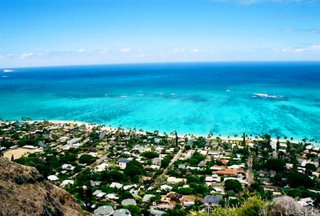 View from mountainside - Lanikai Beach, Oahu, Hawaii