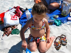 Playing in sand at Amelia Island State Park beach